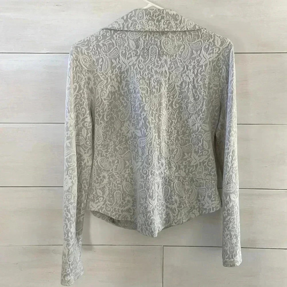 Anthropologie Saturday Sunday Neutral Moto Jacket Sz S Lace Boho Minimalist Chic - Picture 9 of 14
